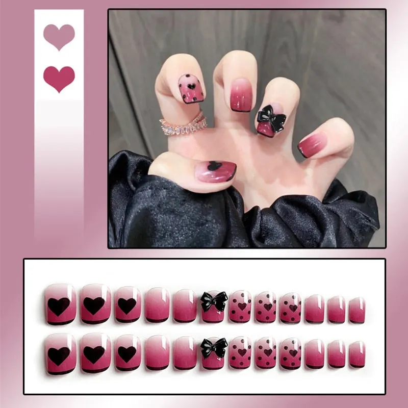 24pcs press on nails Butterfly Decoration Wear Long Paragraph Fashion Manicure Patch False Nails Save Time Wearable Jelly Nails-Nail Inspo