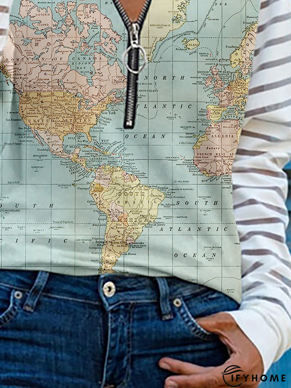 Plus size Map Printed T-shirt | IFYHOME