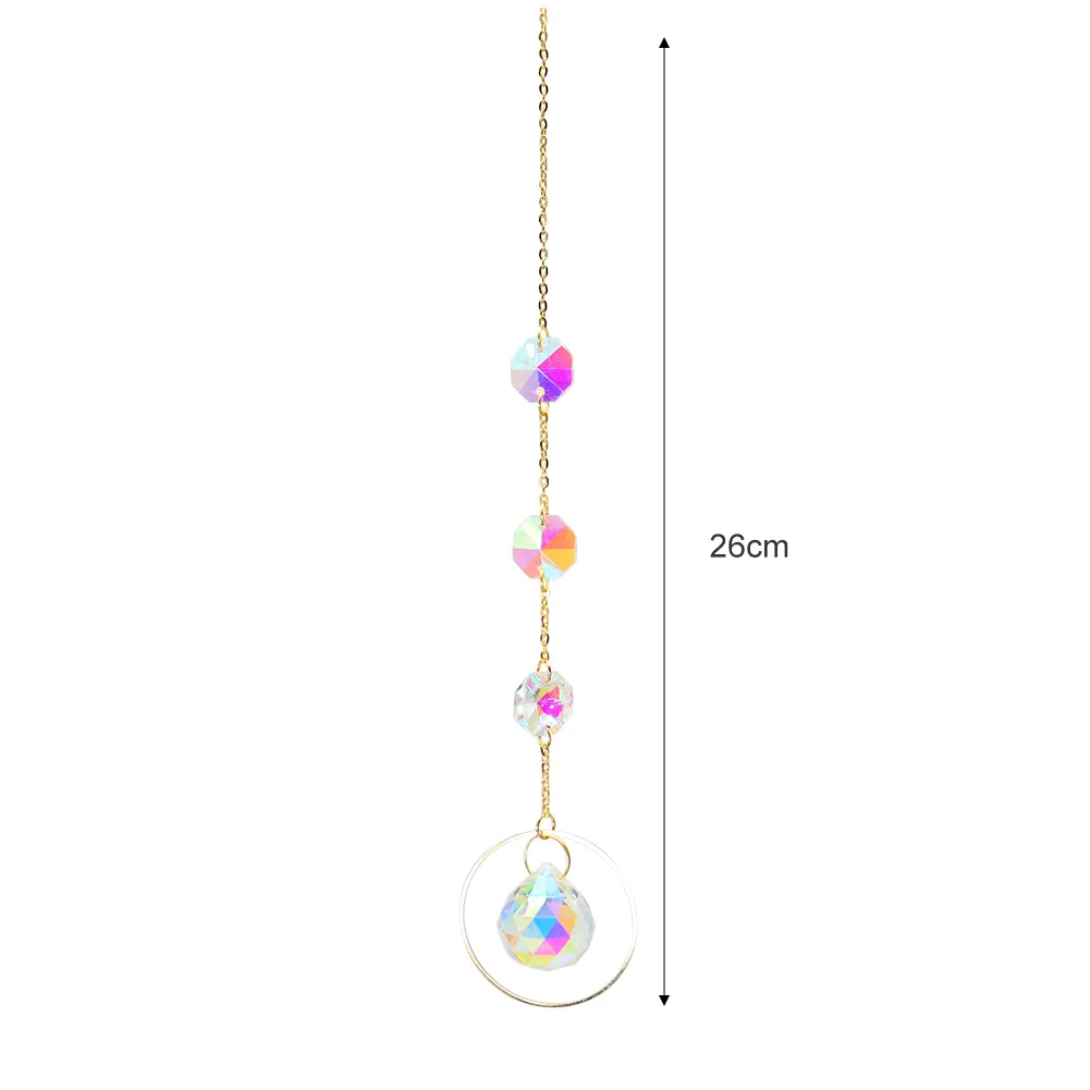 Crystal Wind Chime Star Moon Pendant Colorful Beads Hanging Drop Decor