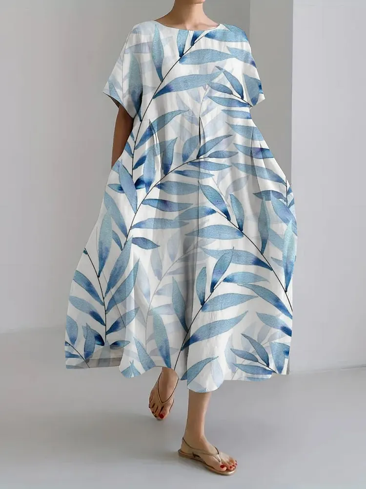 Women's Retro Botanical Floral Design Printed Casual Loose Dress