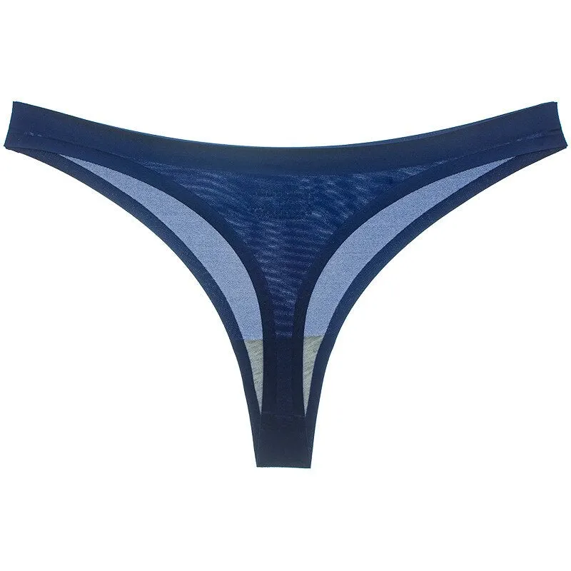 Women's Thong Underwear Ice Silk T-back G String Sexy Brief Ultra-thin Thongs Female Panty Tangas Low-Rise Panties Lingerie