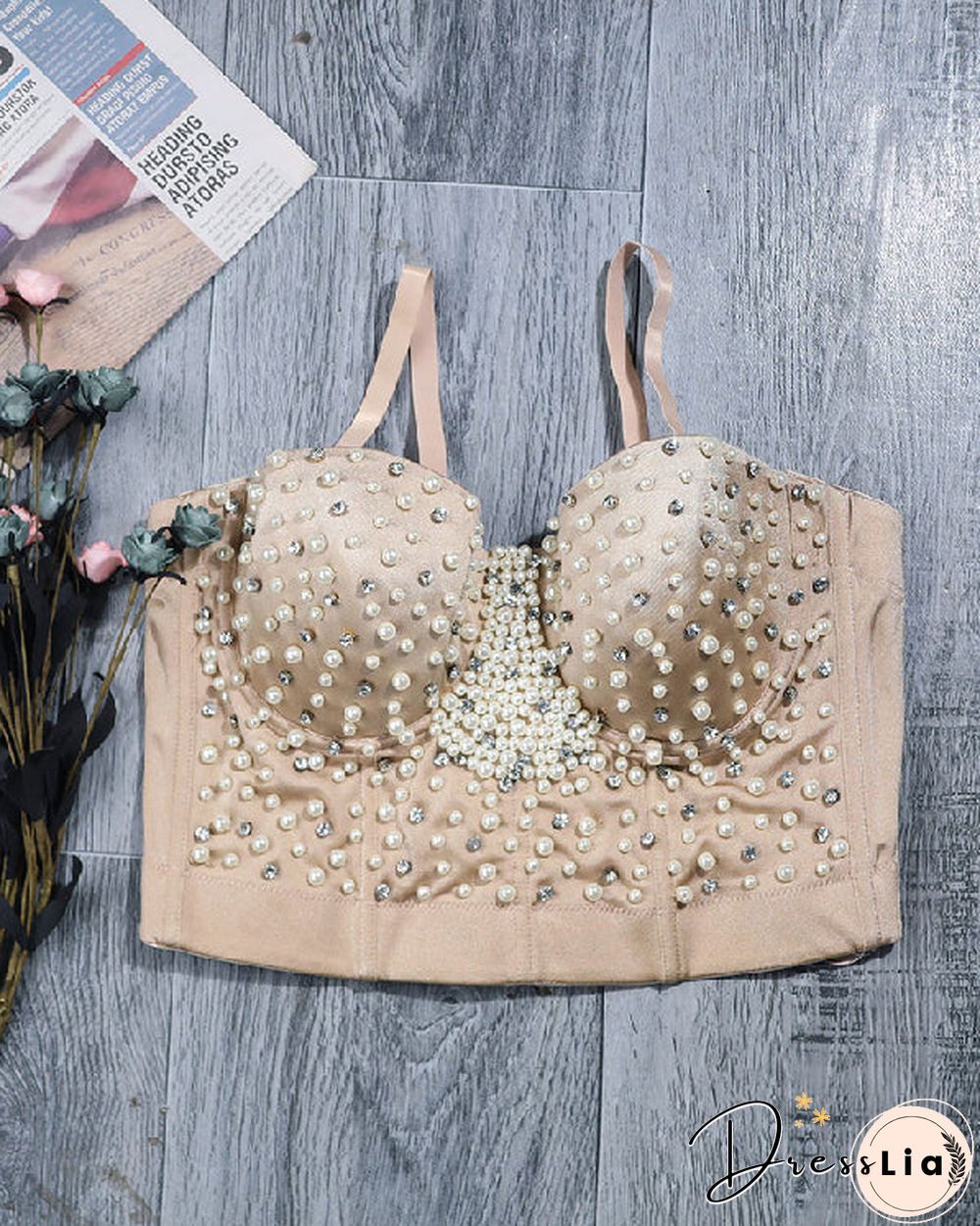 Sexy Denim Pearl Outer Corset