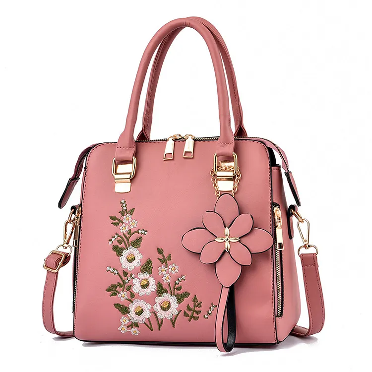 Luxury Embroidery Flower Handbag For Women PU Leather Tassel Crossbody Bag Designer Handle Bag Brand Female Shoulder Bag bolso