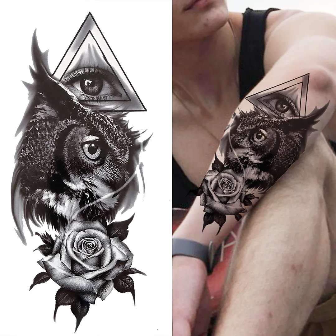 Sdrawing King Crown Temporary Tattoos For Women Men Adult Black Tiger Forest Skull Tattoo Sticker Fake Skeleton Fashion Tatoo Flower