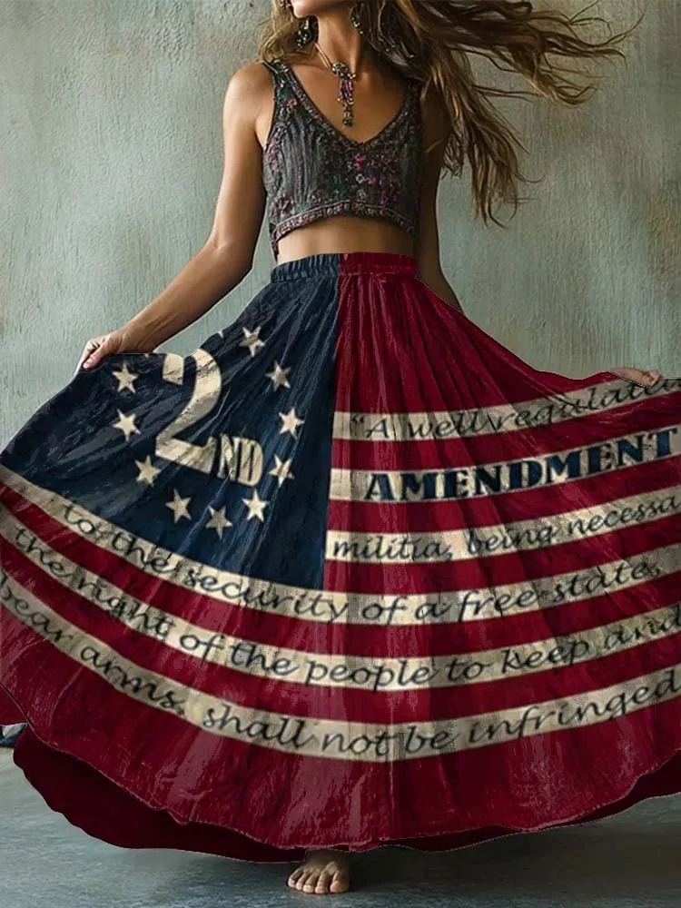 Women's Vintage Independence Day Flag Pattern Skirt