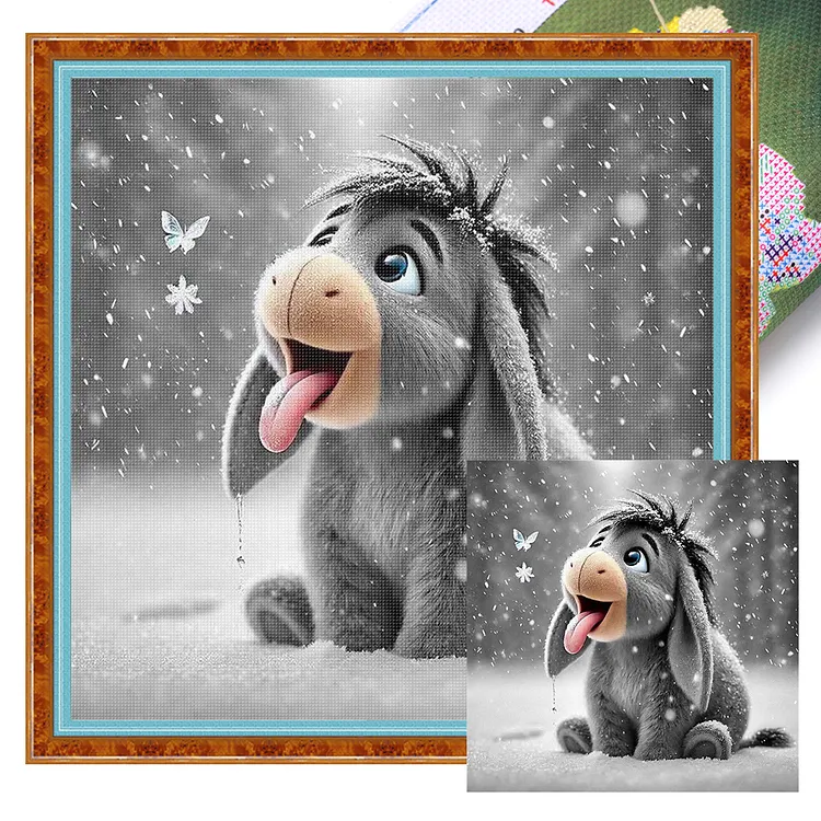 【Huacan Brand】Donkey 20*20cm 18CT Stamped Canvas Cross Stitch gbfke