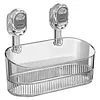 No-Drill Bathroom Suction Storage Box Reusable Multi Functional Suction Cup Shelf Detachable Transparent Storage Hanging Basket for Shampoo Conditioner Soap
