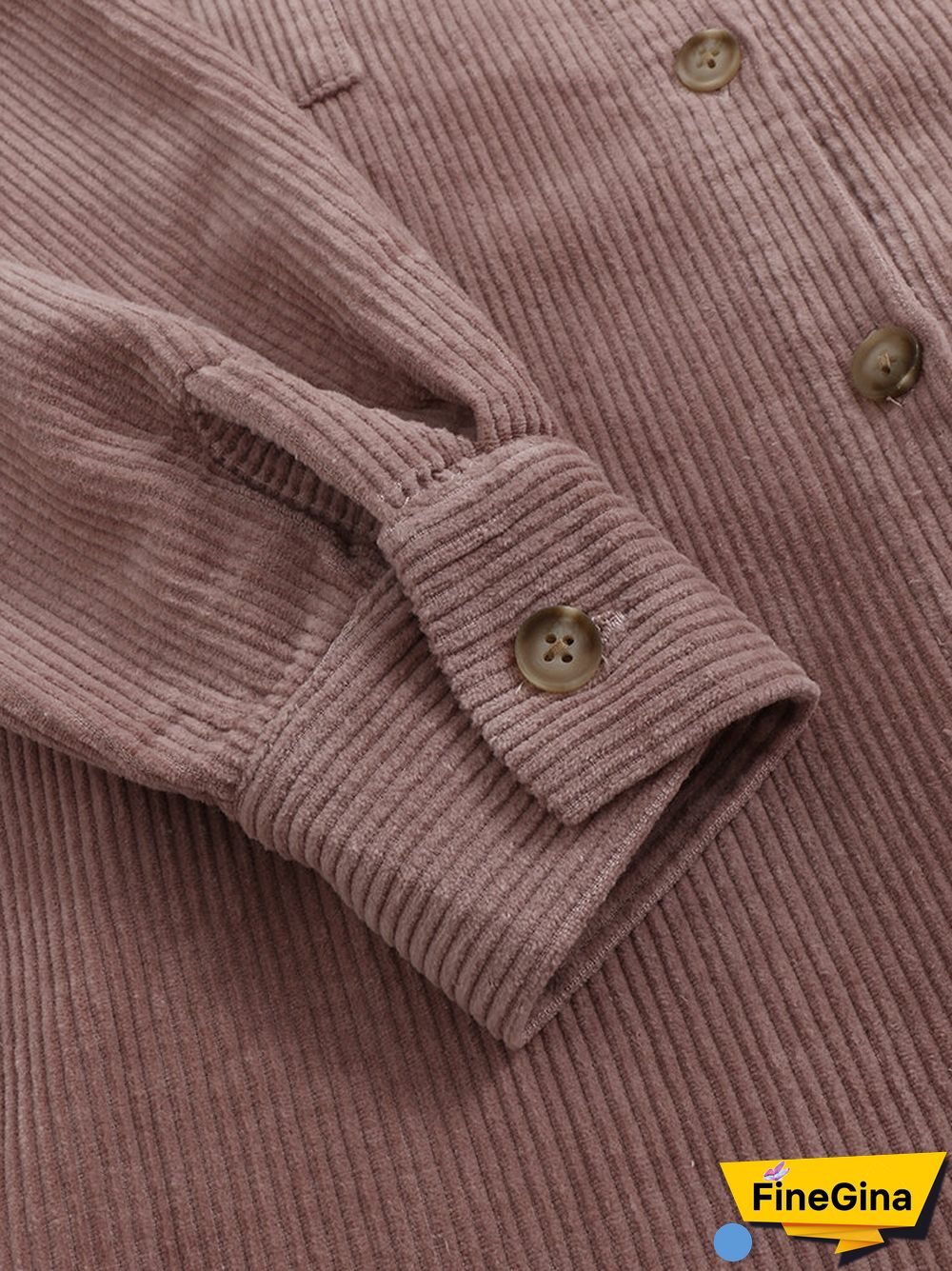Corduroy Ribbed Solid Pocket Button Lapel Long Sleeve Jakcet