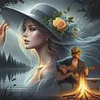 Girl-11CT Stamped Cross Stitch 45*45cm/17.72*17.72in