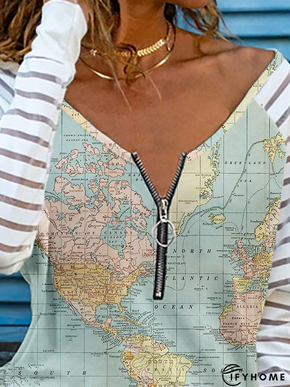 Plus size Map Printed T-shirt | IFYHOME