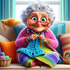 Diamond Painting-DIY Full Round Drill Old Lady Knitting