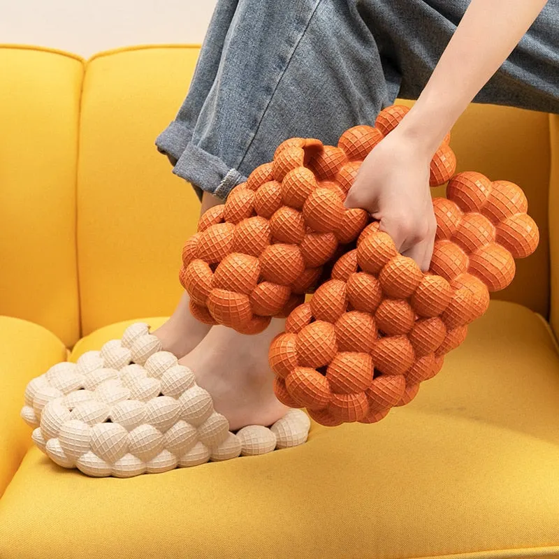 Fujin Slippers Women's Summer New Cool Bubble Slippers Shoes Fashion Slides Breathable 2021 Home Massage Foot Bed Slippers Men