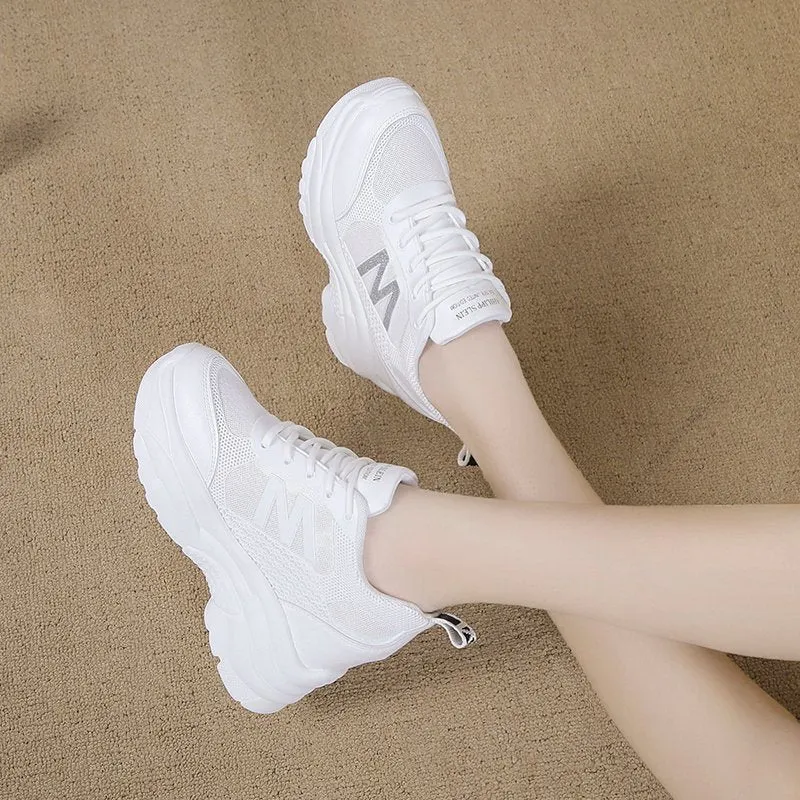 Thick Bottom Womens Breathable Chunky Sneakers Spring Height Increasing Vulcanize Shoes Woman Platform sneaker women Trainers
