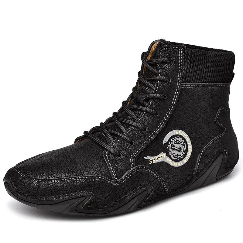 Brand Men's Boots Winter Plush Warm Men's Snow Boots Leather Moccasins Luxury Handmade Men Designer Sneakers Outdoor Trainers