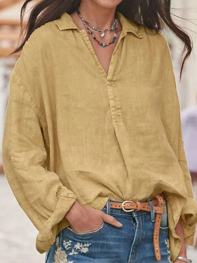 Women's Fall Leaves Yellow Casual Shirt