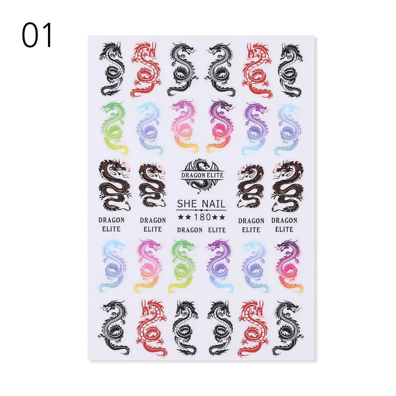1 Sheet Russian Series Letter 3D Nail Sticker Flower Leaves Nail Transfer Beautiful Decals Slider Nail Art DIY Decoration
