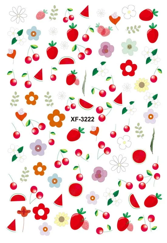 3D Nail Art Stickers Manicure Decoration Design Nail Art Decal Green Clover Leaf Nail Art Designer Decals Beautiful Flower