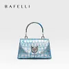 BAFELLI 2024 WOMEN'S NEW BAG ORIGINAL DESIGNER LUXURY BRAND CAT CASUAL STYLE TREND PURSE CROCODILE LEATHER HANDBAGS