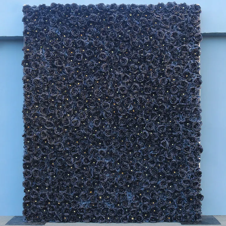A063 Black Cloth Flower Wall Wedding Backdrop Decor Supplies
