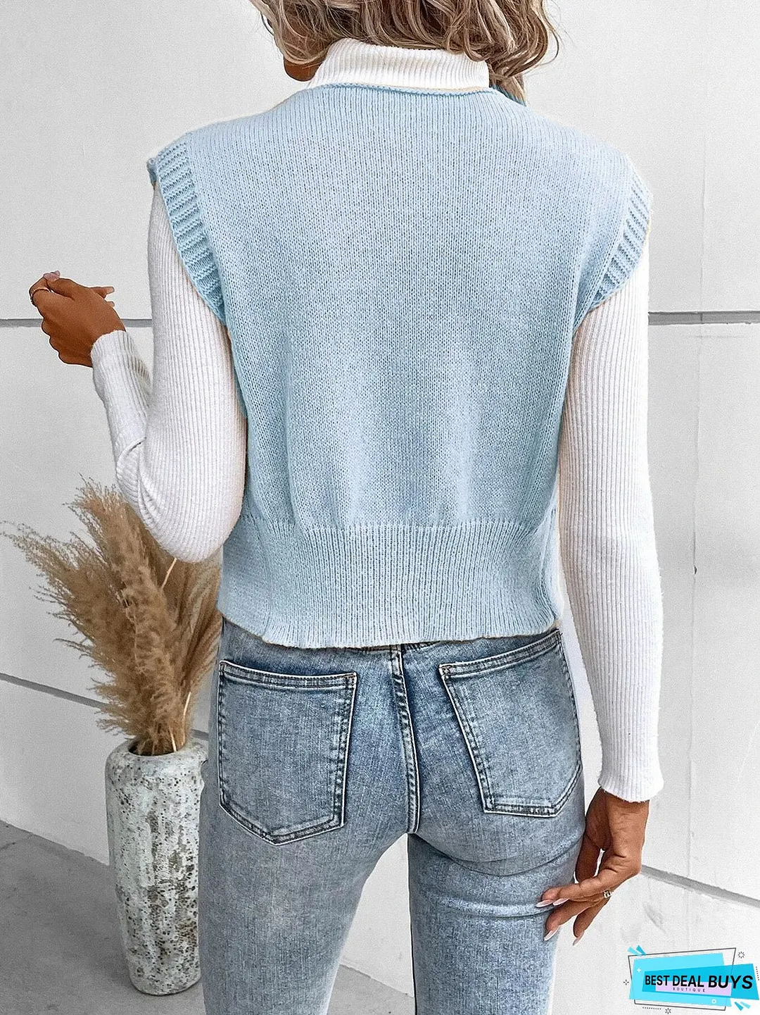 Full Size Button Up V-Neck Sweater Vest