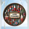 (US Local)DIY Outdoor Fishing Diamond Art Pendant Window Hanging Art for Home