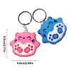 2Pcs Pink Blue Cat Bead Cross Stitch Keychain Kit Mosaic Bead Embroidery Keyring