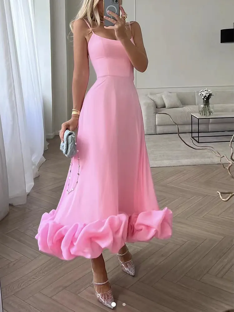 Ruffled Bustier Midi Dress (Free Shipping)
