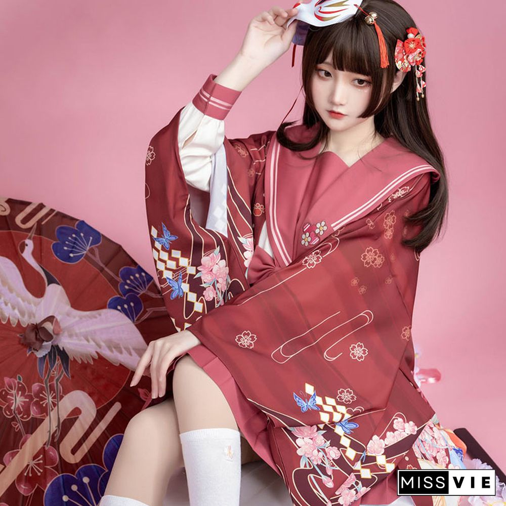 Cartoon Cat Print Loose Cardigan Kimono Outerwear