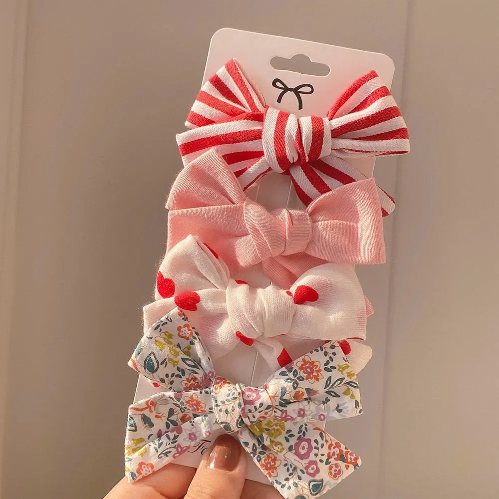 4Pcs/set 2021 New Leopard Print Hair Clips For Cute Girls BB Boutique Hairpins Bowknot Barrettes Headwear Kids Hair Acesssories