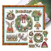 Christmas Wreath With Bunny-14CT Stamped Cross Stitch 51*44cm/20.08*17.32in