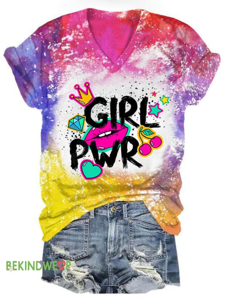 Women&rsquo;s Girl Power Inspiring Mental Health Awareness Printed T-Shirt As shown / S
