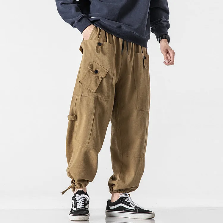 Spring and autumn American multi-pocket overalls