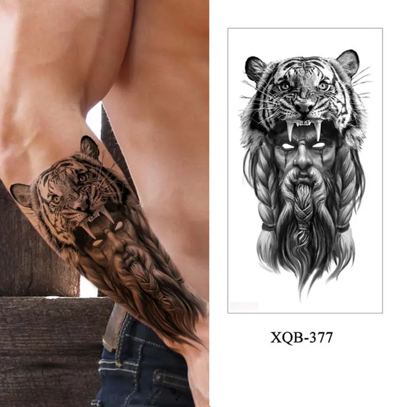 Sdrawing Forest Animal Temporary Tattoos for Men Wolf Tattoo Stickers Tiger Skull Skeleton Fake Tattoo for Women Arm Sleave