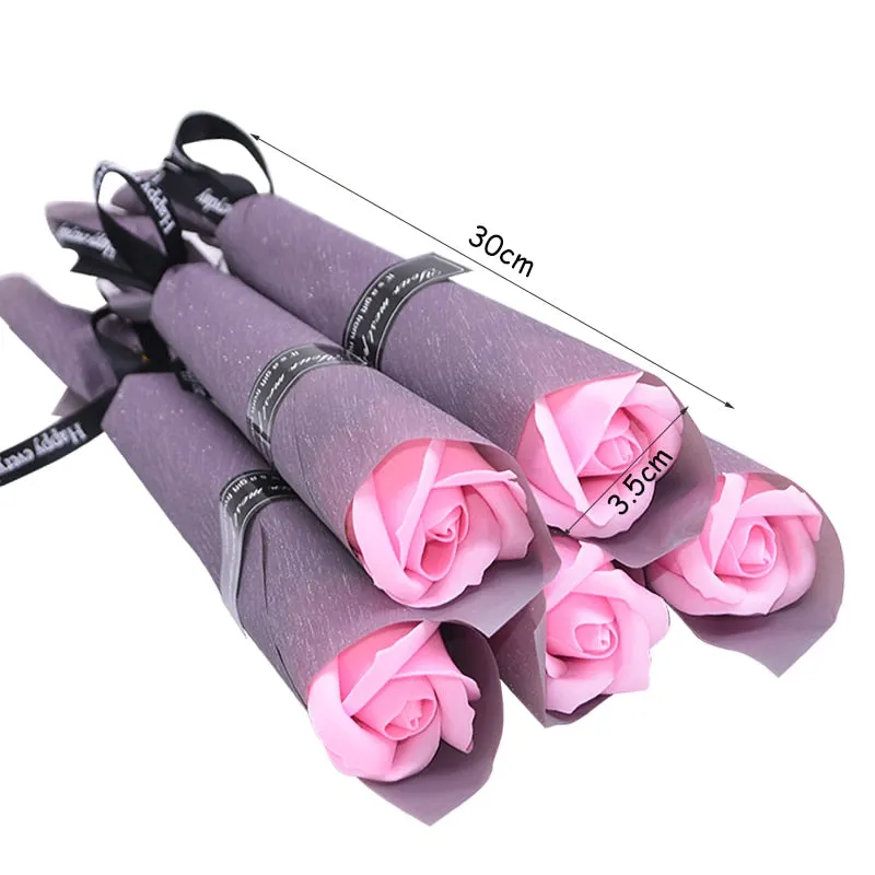 5Pcs Soap Flower Rose Artificial Flower Bouquet Multicolor Rose Wedding Flower Decoration Scrapbooking Fake Rose Flower