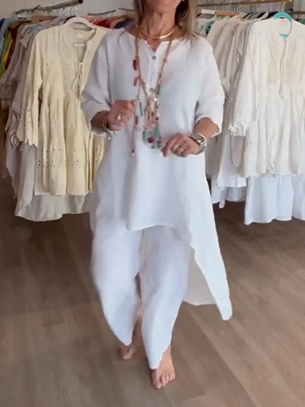 Womens linen casual suit