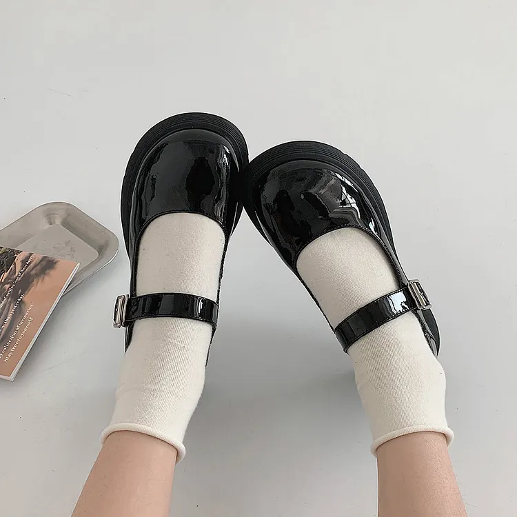 Nude Block Heel Sandals Mary Jane Leather Shoes