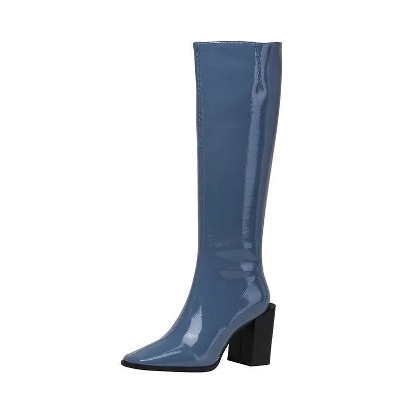 2020 New Knee High Boots Women Genuine Leather Party Night Club Chelsea Shoes Woman Boots Autumn Winter Warm High Boots