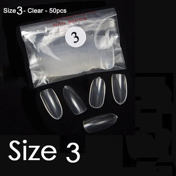 50Pcs/bag Natural Clear Nails Same Size Of Oval Shape False Nail Tips Purchase Specific Sizes Fake Nails For Paintting Prastic-Nail Inspo