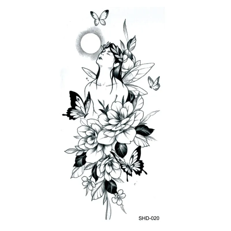 Three styles Grey Flower/compass/Flower Fairy/Whitecat Waterproof Temporary Tattoos Men Fake Tatoo Sleeves henna tattoo stickers