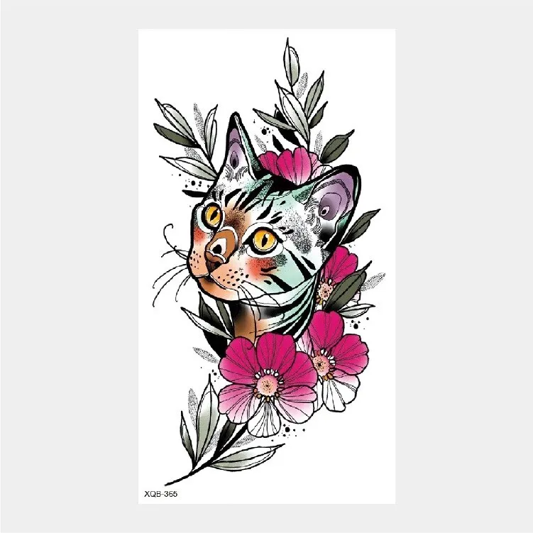 Sdrawing Temporary Tattoo Stickers Animal Tiger Lion Wolf Head Domineering Half Arm Big Picture Water Transfer Tatto Sticker