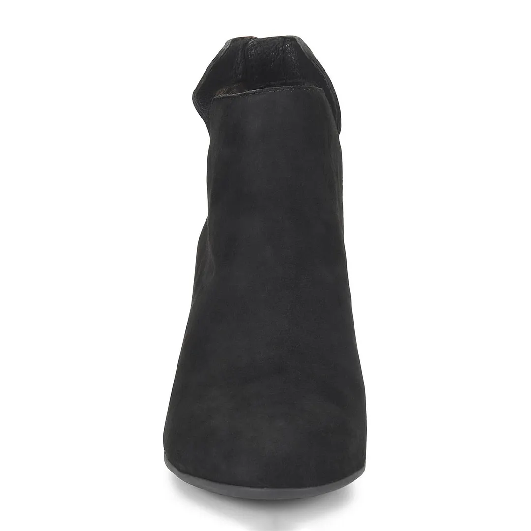 Vegan Suede Round Toe Zipper Ankle Boots for Women with Block Heel