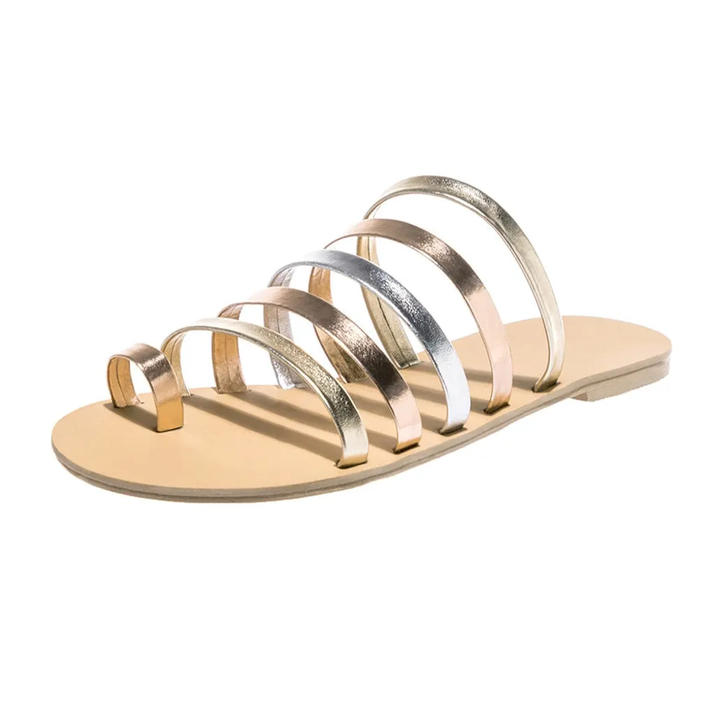 Women Flat Sandals Summer 2019 Gladiator Sandals Ladies Strap Slippers Roman Female Flip Flops Outdoor Casual Sandales Femme