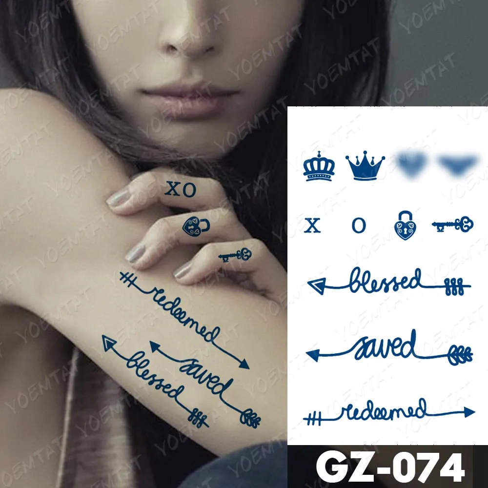 Juice Lasting Waterproof Temporary Tattoo Sticker Rose Butterfly Moon Sun Diamond Heartbeat Wave Flash Fake Tattoos Ink Body Art