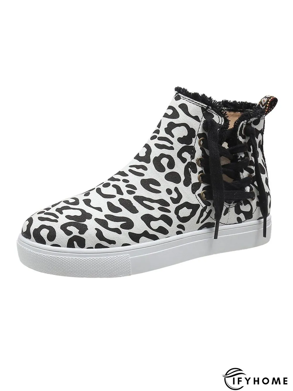 Casual Lace-up Decor Fringe High Top Canvas Shoes with Side Zip | IFYHOME