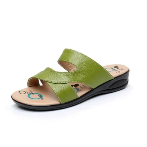GKTINOO Women Slipper Shoes Genuine Leather Slide Shoes Ladies Outside Flip Flops Women Sandals Women Summer Shoes Big Size