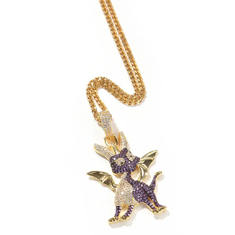 Iced Cartoon Mythical Beast Pendants Hip Hop Bling Bling Necklaces For Men