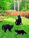 3Pcs Black Cat Garden Scarer Outdoor Cat Decorative Stakes for Home Garden Decor