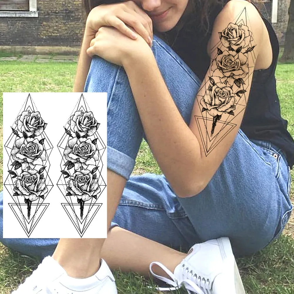 Realistic Sexy Peony Tattoos Temporary Women Adult Flower Arm Tattoos Sticker Waterproof Fake Floral Bloosom Body Leg Art Tatoos 530-1