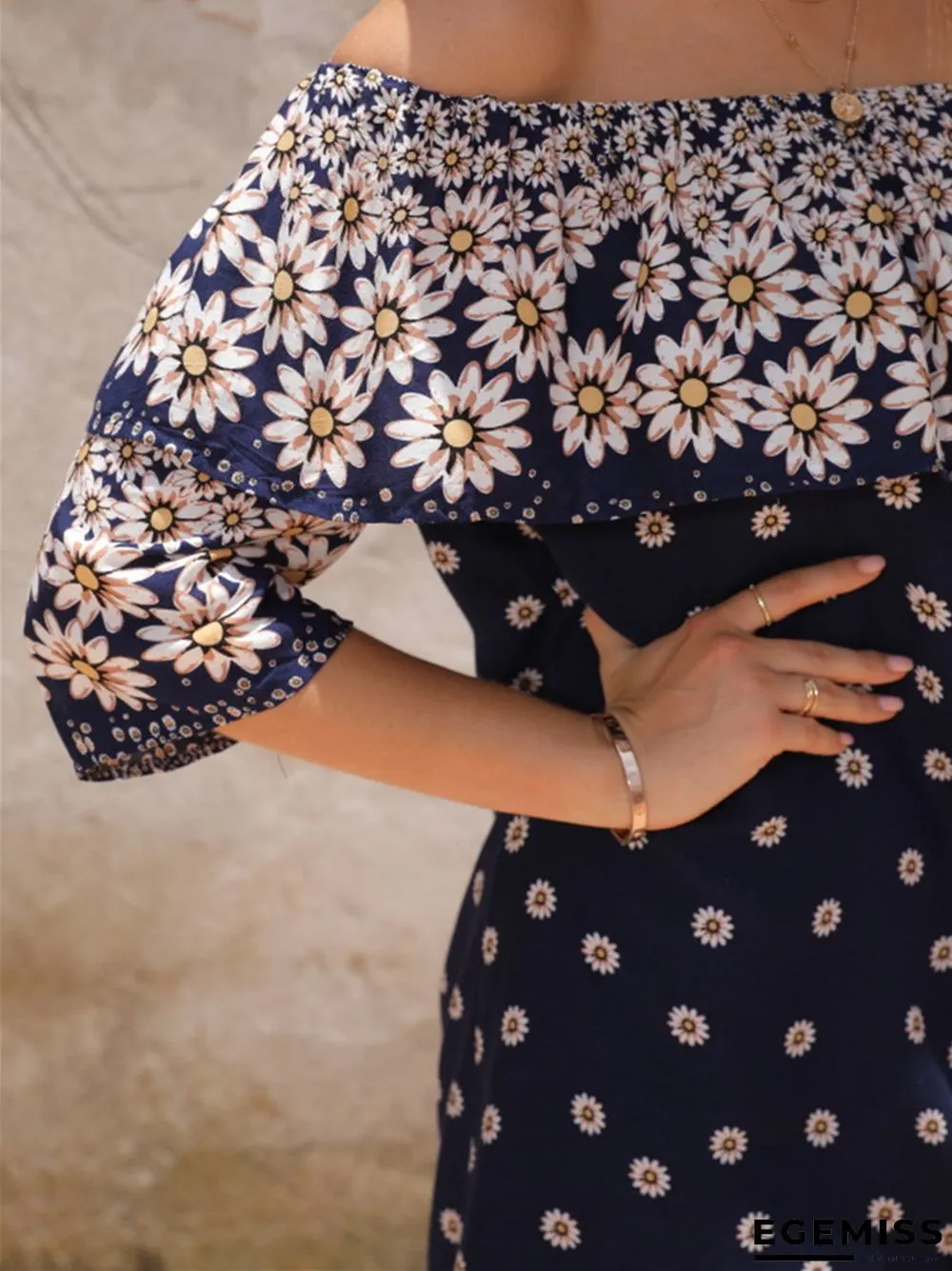 Fashion Women's New Shoulder Print Skirt Dress | EGEMISS