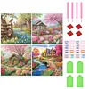 (US Local)4Pack Houses-Full Round Diamond Painting(40x40cm)